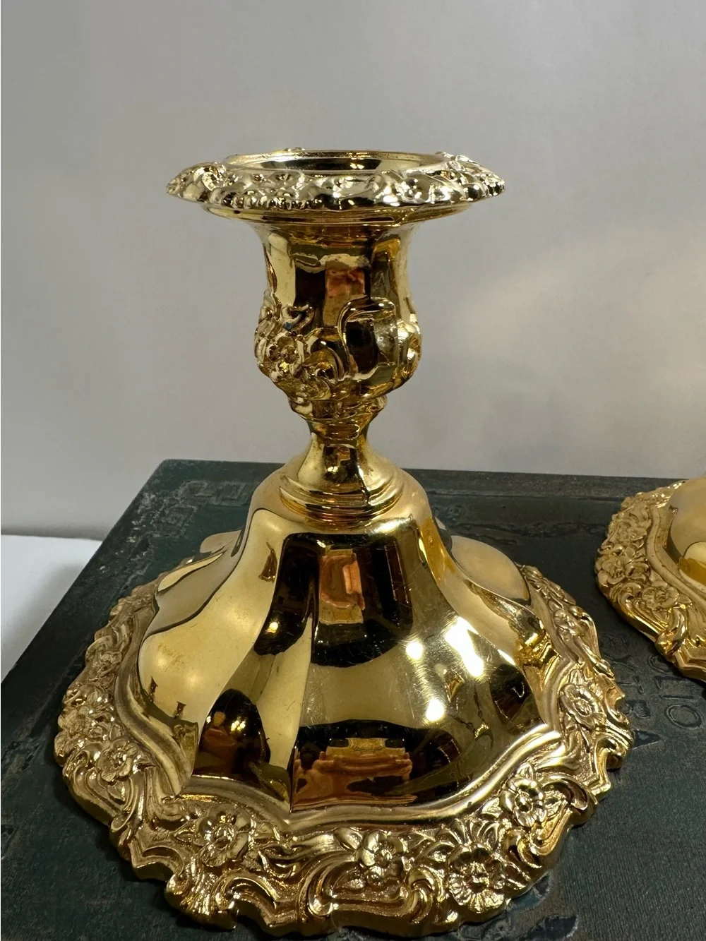 Brass Rococo-Style Candlestick Pair